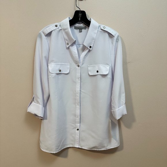 NWT White My Collection Button-Up Blouse - Picture 1 of 3